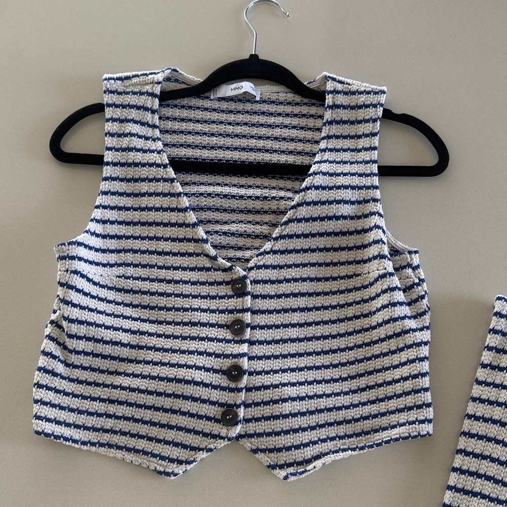 Mango Blue and Cream Knit set